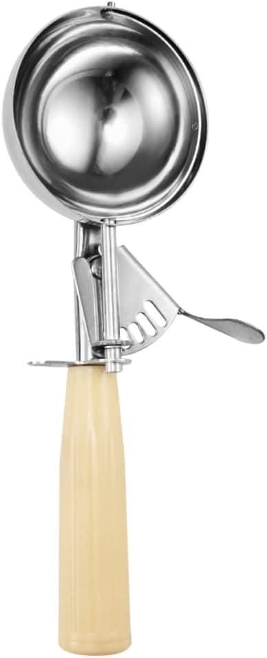 Saebye Portion Scoop - #6 (5.3 oz) - Disher, Food Scoop, Cupcake Scoop, Muffin Scoops - Portion Control - 18/8 Stainless Steel, Ivory Handle