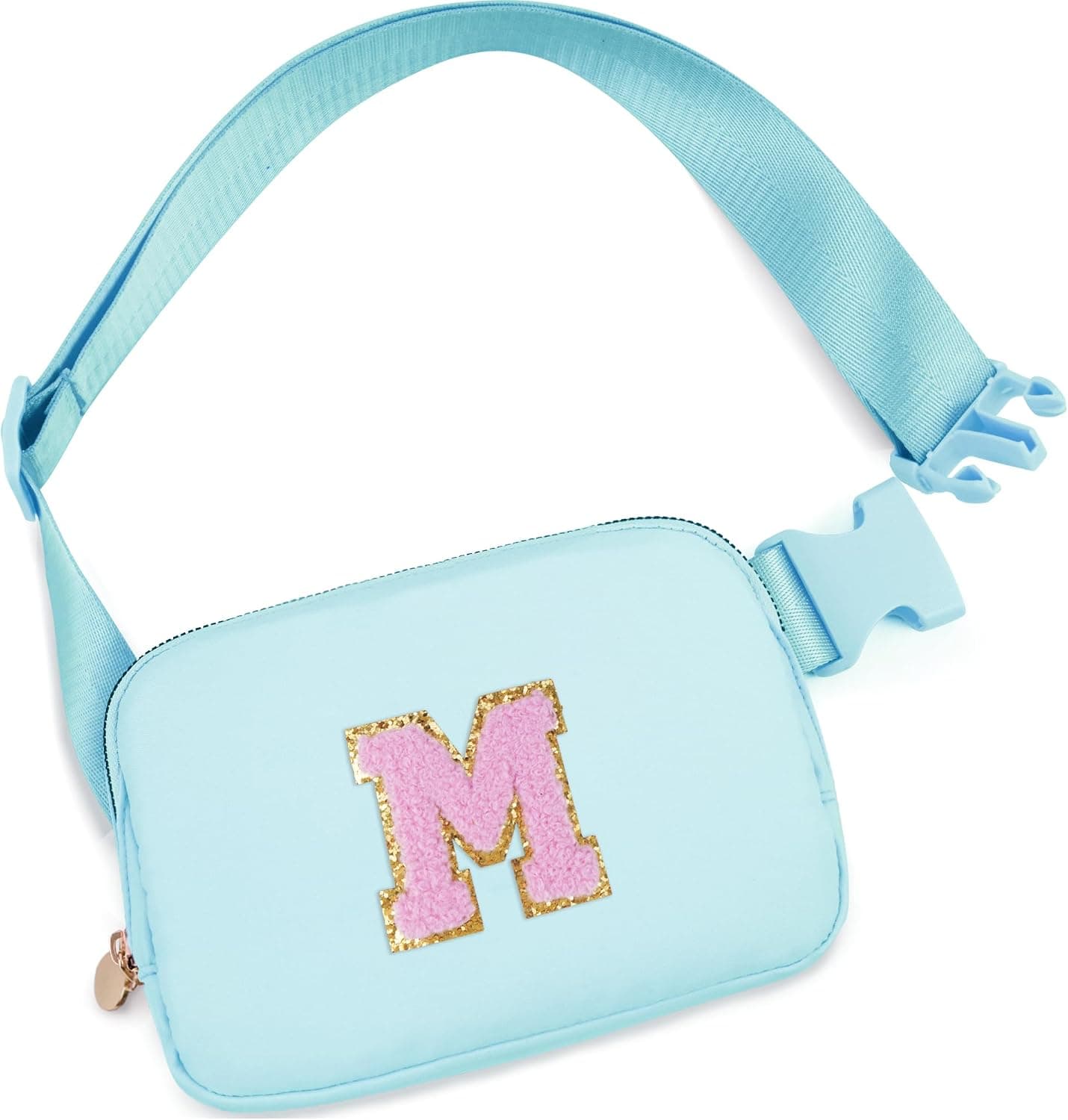Uygafly Birthday Gifts for 4 5 6 7 8 9 10 11 12 13 Year Old Girl,Gift for Teen Girls Kids Toddler,Personalized Initial Fanny Pack Purse Crossbody Bag Belt Bag Cute Trendy Stuff | Blue,M
