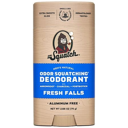 Dr. Squatch Mens Aluminum Free Deodorant  Natural Deodorant for Men  Fresh Falls  2.65 Oz