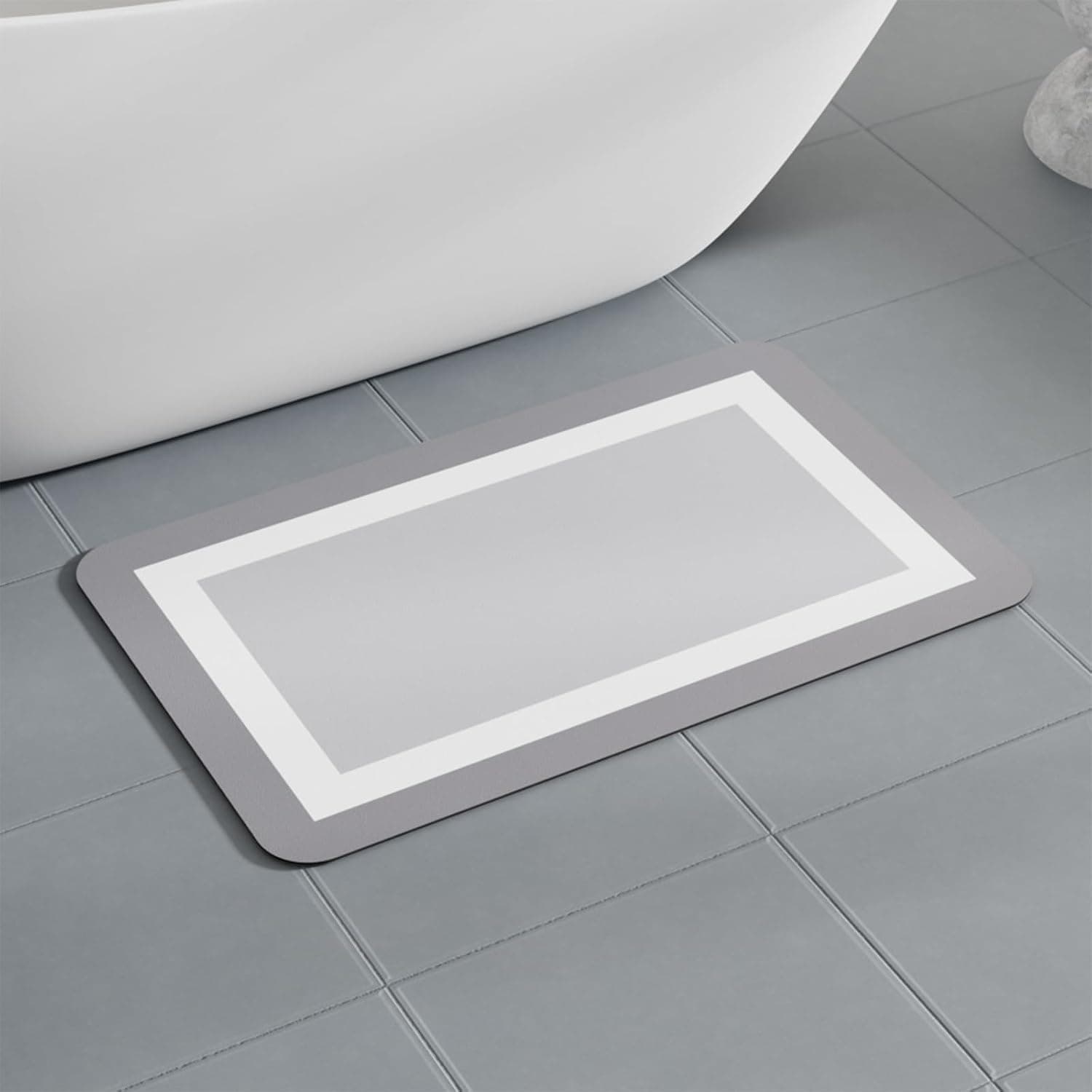 Bath Mat for Bathroom Non Slip, Supper Absorbent Thin Bathroom Rug with Rubber Backing, Washable Terrycloth Bathroom-Mat fit Under Door, Quick Dry Bath Rug, Rectangle 20x32