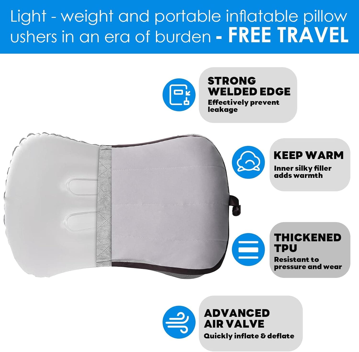 Inflatable Pillow，Camping Pillow，Ultralight Inflatable Pillow for Neck Lumbar Support - Upgrade Backpacking Pillow - Washable Travel Air Pillows for Camping, Hiking, Backpacking