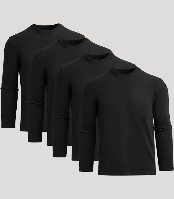4 Pack True Classic Heavyweight Long Sleeve T-Shirt with Pocket 