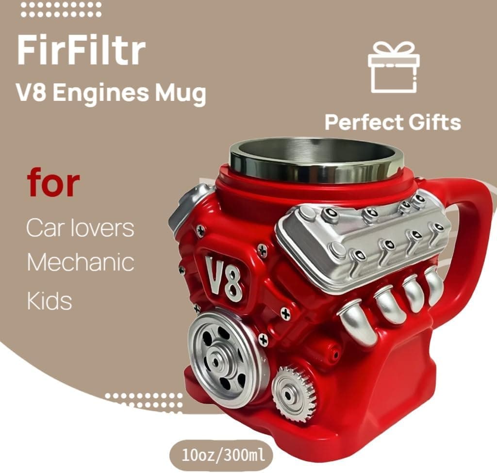 V8 Engine Coffee Mug,Car Coffee Mug Personalized with Handle | Home Decor Gifts for Car Guy Lovers,Mechanics,Birthday, Christmas,Father's Day,Halloween, Thanksgiving
