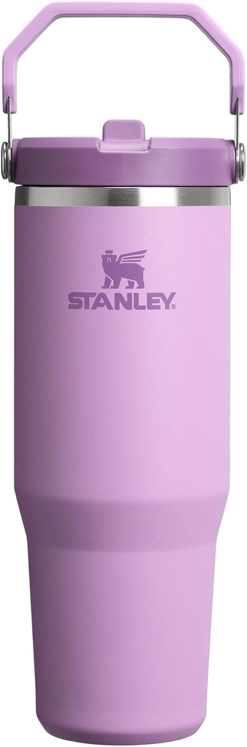 STANLEY IceFlow 2.0 Flip Straw Tumbler, 30 oz, Lilac | Easy Carry Handle | Twist On Lid and Flip Up Straw | Leak Resistant Water Bottle | Insulated Stainless Steel | BPA-Free