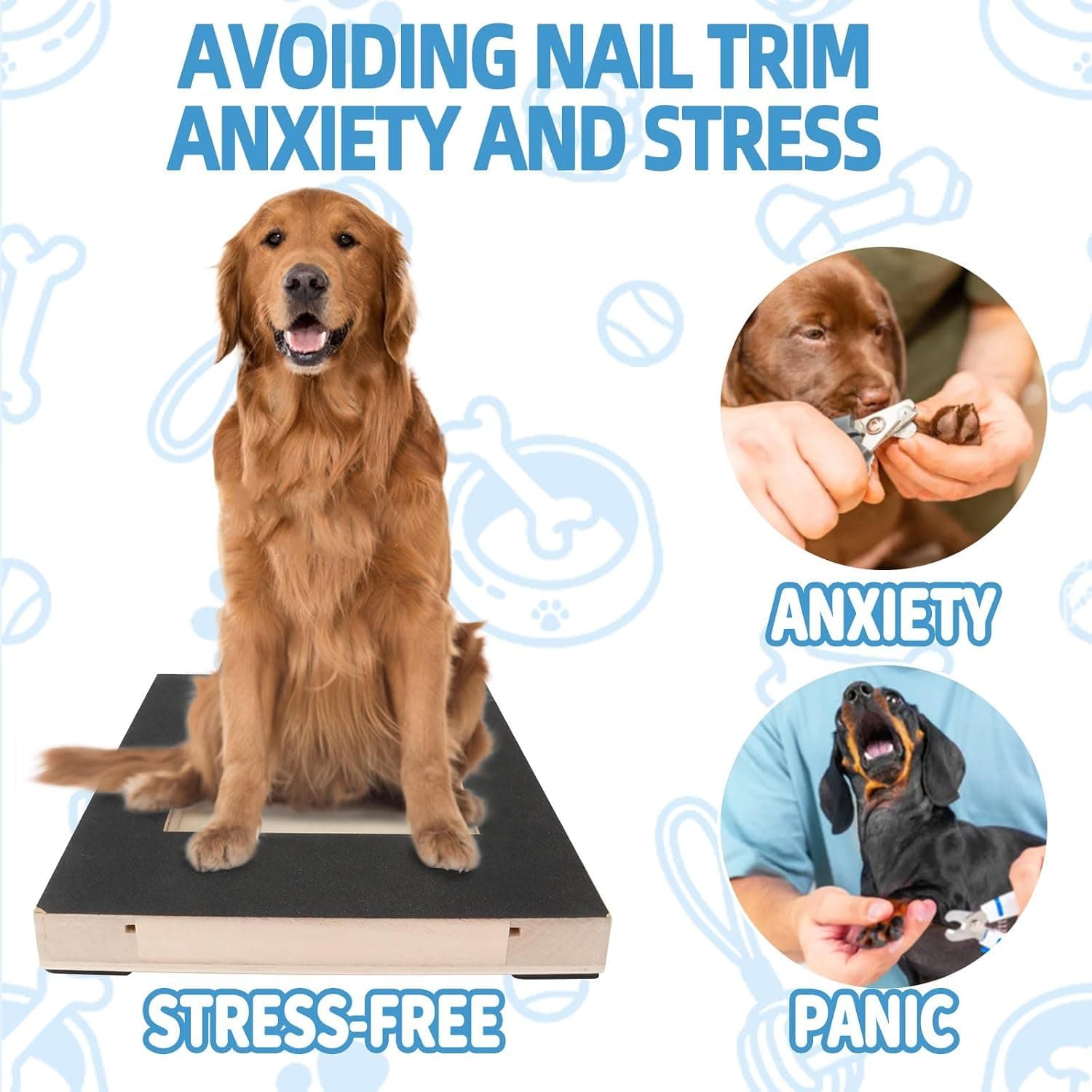 Dog Nail Scratch Board File - Pet Nail File Board with 2 Sandpaper Replacement Non-Slip Mat Square Scratching Scratchboard Sandpaper Treat Trimming Emery Sand Trimmer Puppy