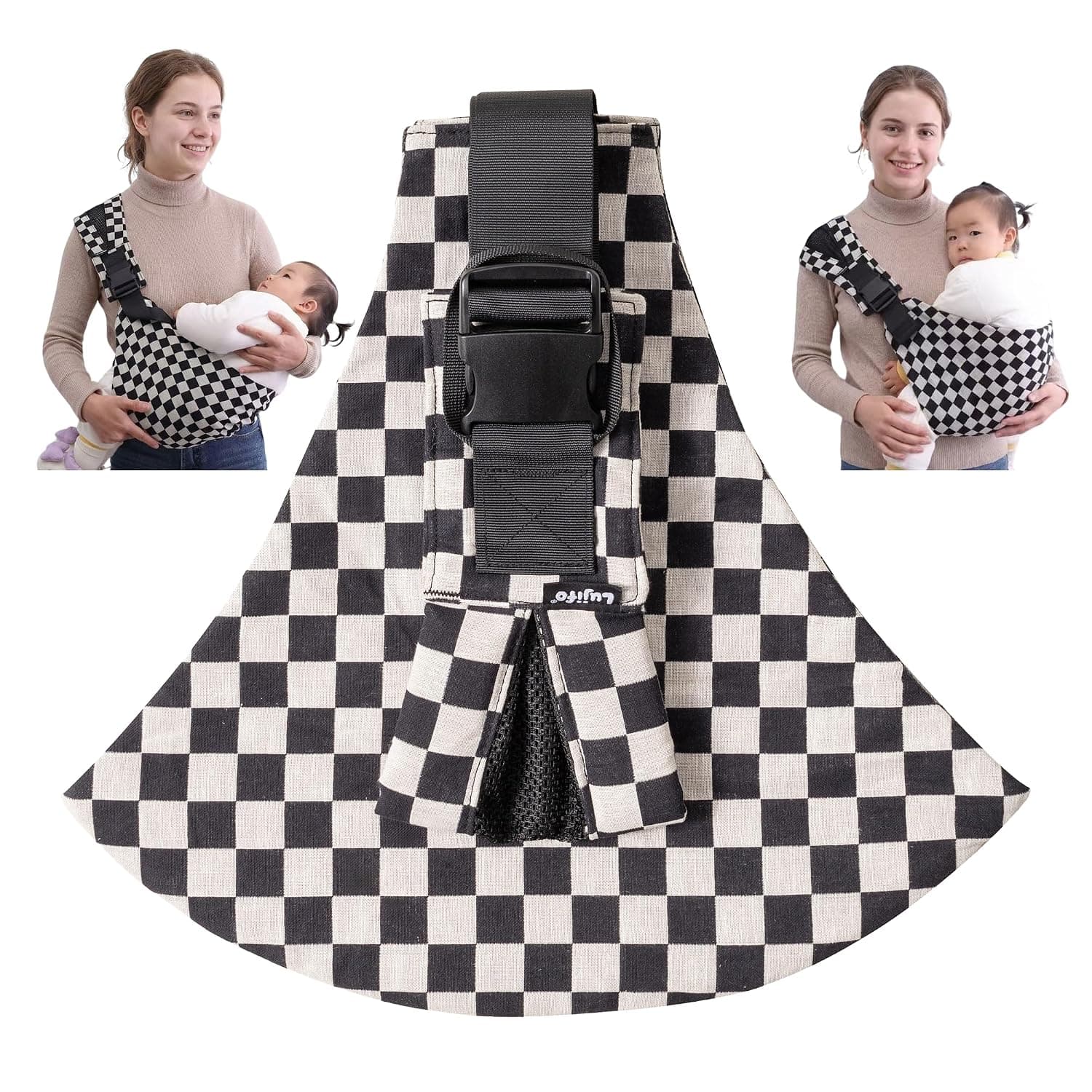 Baby Sling Carrier, Premium Cotton Blend Baby Carrier for Toddlers, Adjustable & Breathable Toddler Carrier with Ventilated Straps, Lightweight & Travel-Friendly Design 