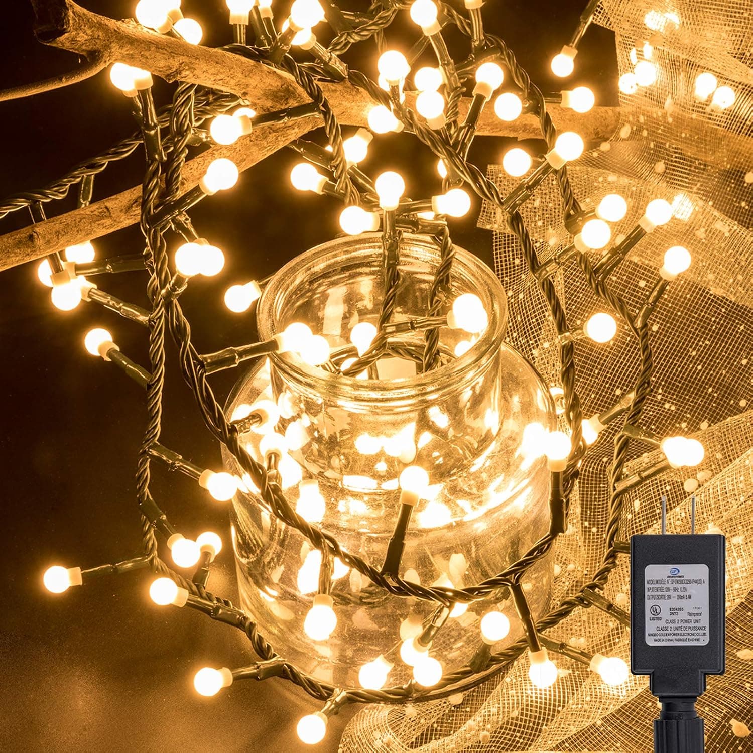 AWQ 500LED 49ft Christmas Cluster Lights Fairy String Light Xmas Tree Decor | Cluster Lights for Christmas Tree String Lights for Home, Garden, Wedding, Party & Xmas Tree Decor Indoor & Outdoor Use