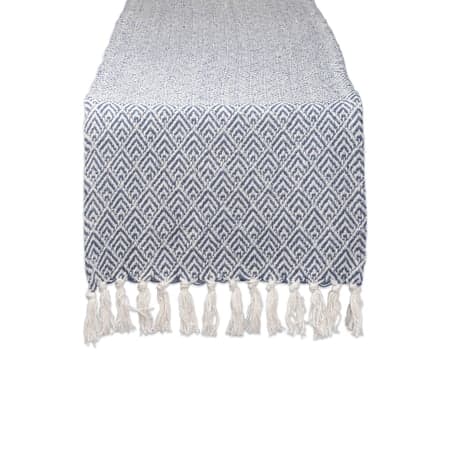 DII French Blue Diamond Jaquard Table Runner 15x72