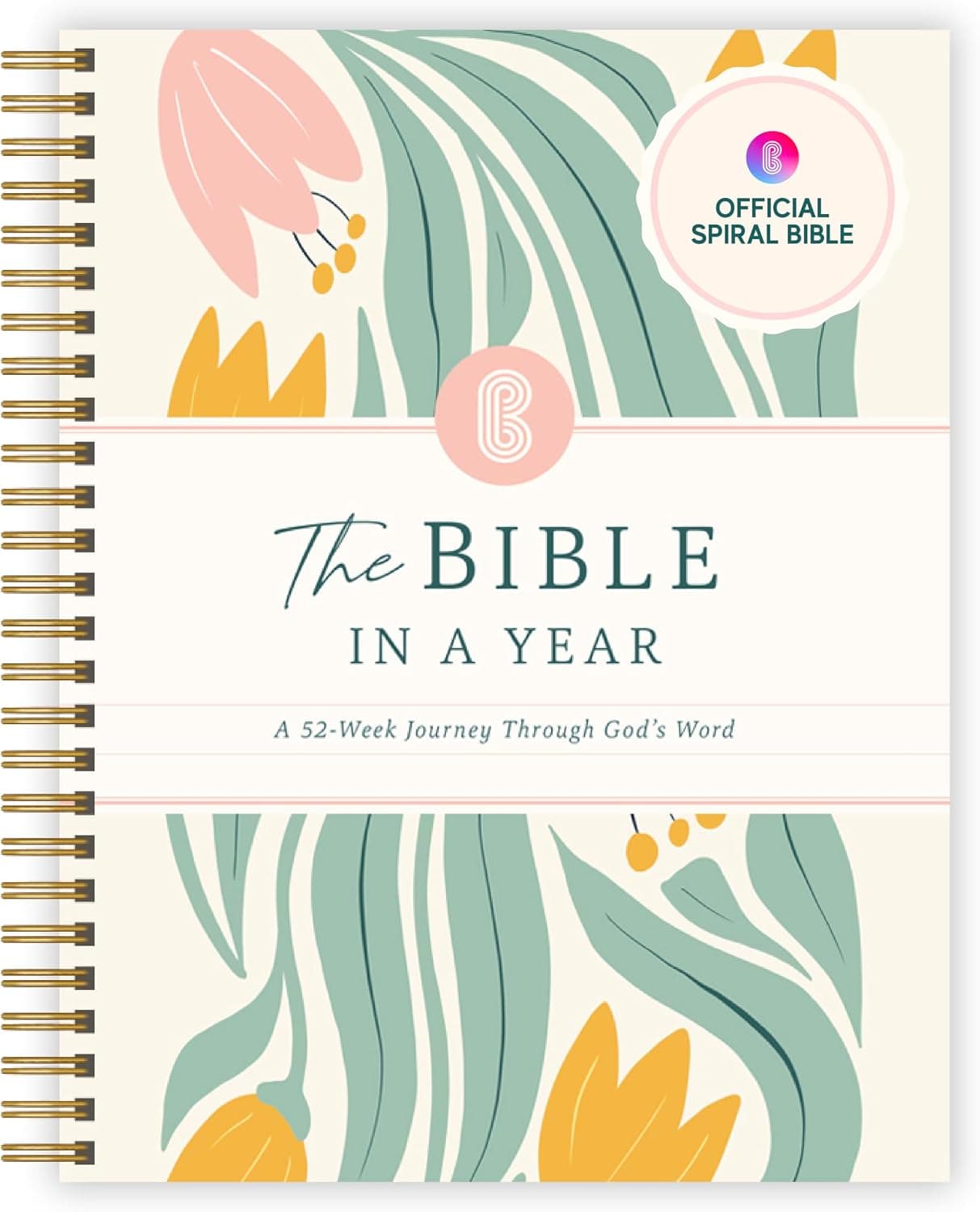 Official Spiral Bible in a Year, 52 Week Bible Study Guide (Floral) | 52-Week Guided Reading Plan, Daily Devotional & Bible Study Journal for Women, Adults & Teens, Wide Margins for Notes, 8.5x11