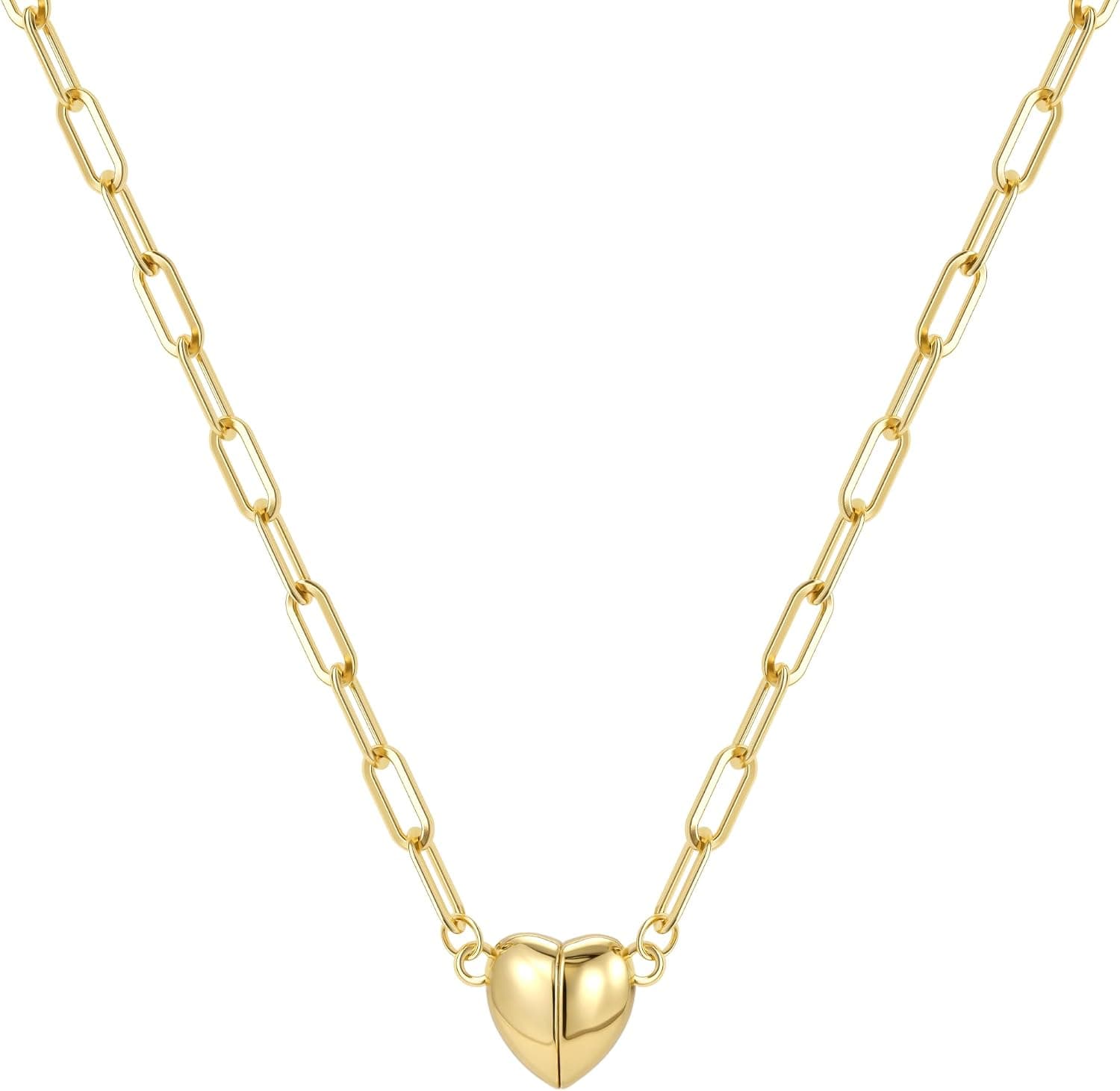 Tewiky Cute Heart Necklace Tiny 14K Gold Plated Heart Pendant Necklaces | Small Gold Love Open Heart Chain Necklace for Women, Dainty Gold Necklace Gifts