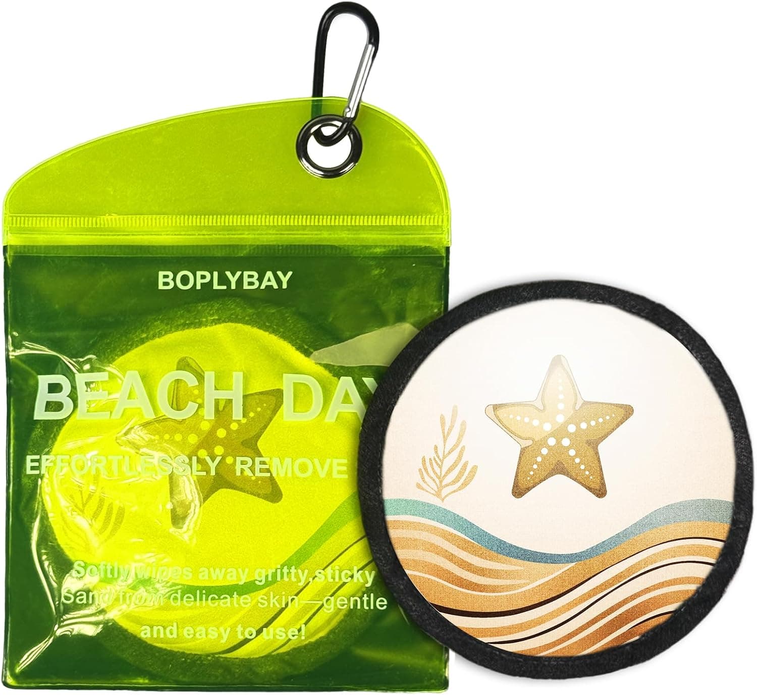 Natural Sand Remover Pouch for Beach – Talc-Free, Hypoallergenic, Fragrance-Free | Waterless Sand Cleaner for Feet, Pets, Towels, Swimsuits | Compact Reusable Travel Gift for Women & Kids