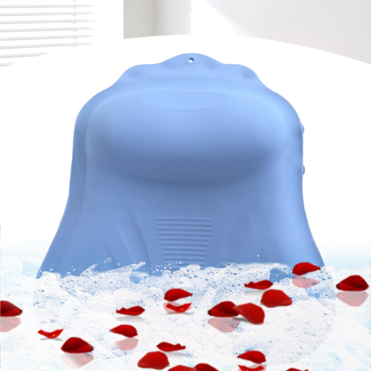 Bath Pillow for Tub – Ergonomic Bathtub Headrest with Inflatable Air Cushion, Non-Slip Suction Cups & Neck/Back Support – Comfortable Spa Bath Accessory for Relaxation (Blue)
