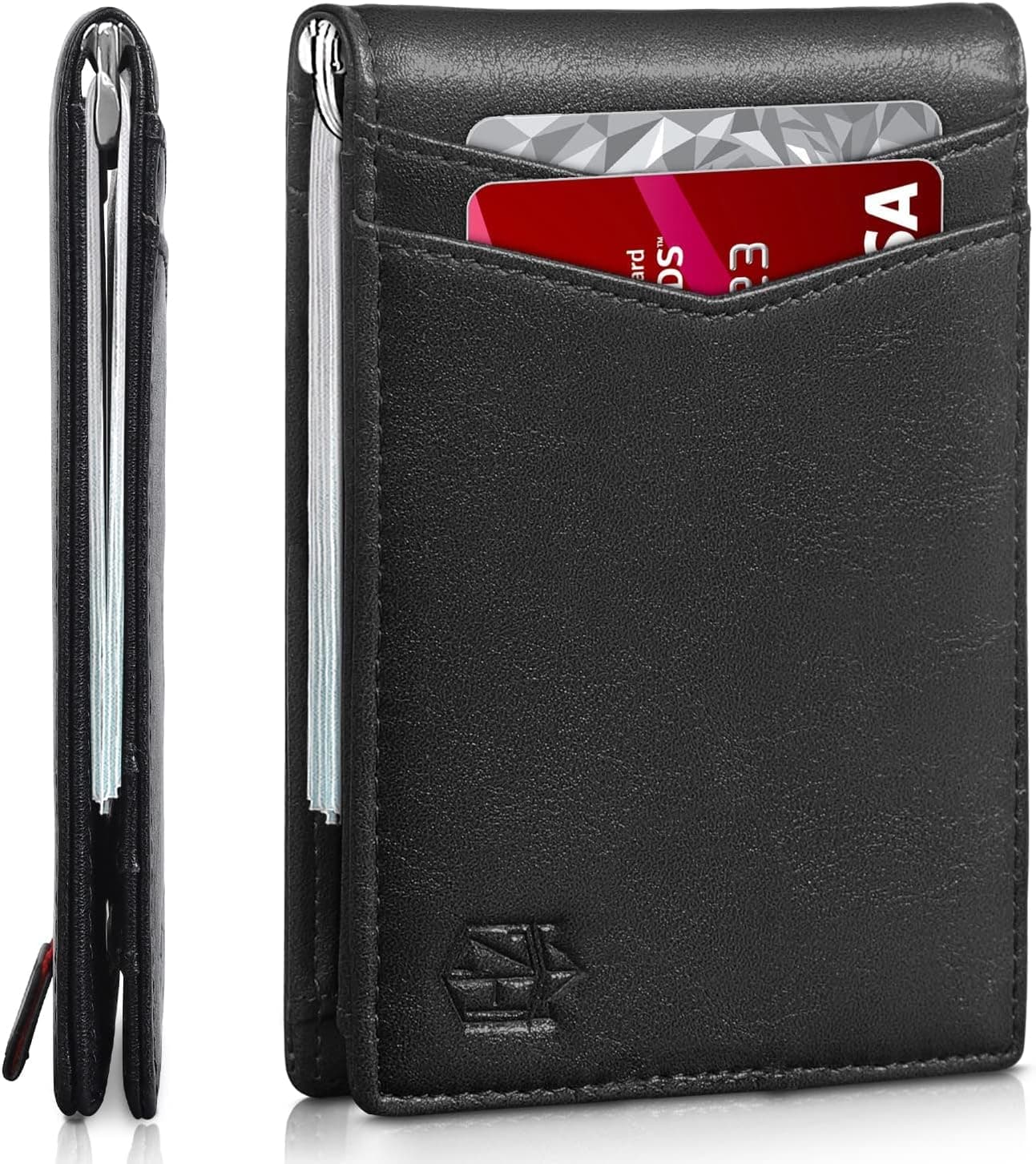 Men-6 Slots ID Window-Mens Wallets-Slim Wallet Classic Spring Money Clip RFID Blocking-Gift for Men