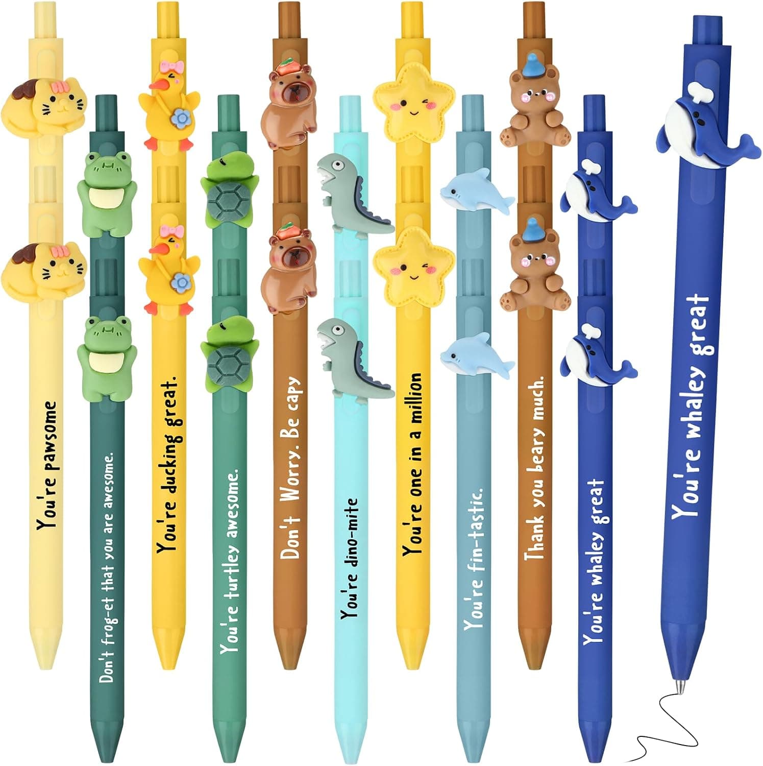 TecUnite 40 Pcs Inspirational Pens Back to School Gift Funny Motivational Ballpoint Pens Employee Appreciation Gift Positive Affirmation Pen for Students Teacher Nurse Coworkers Team Staff (Animal)