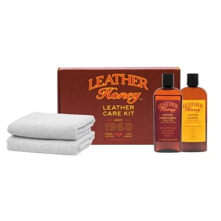 Leather Honey Non-Toxic Leather Care Kit  Contains 8oz Cleaner  8oz Conditioner and Two Applicator Cloths