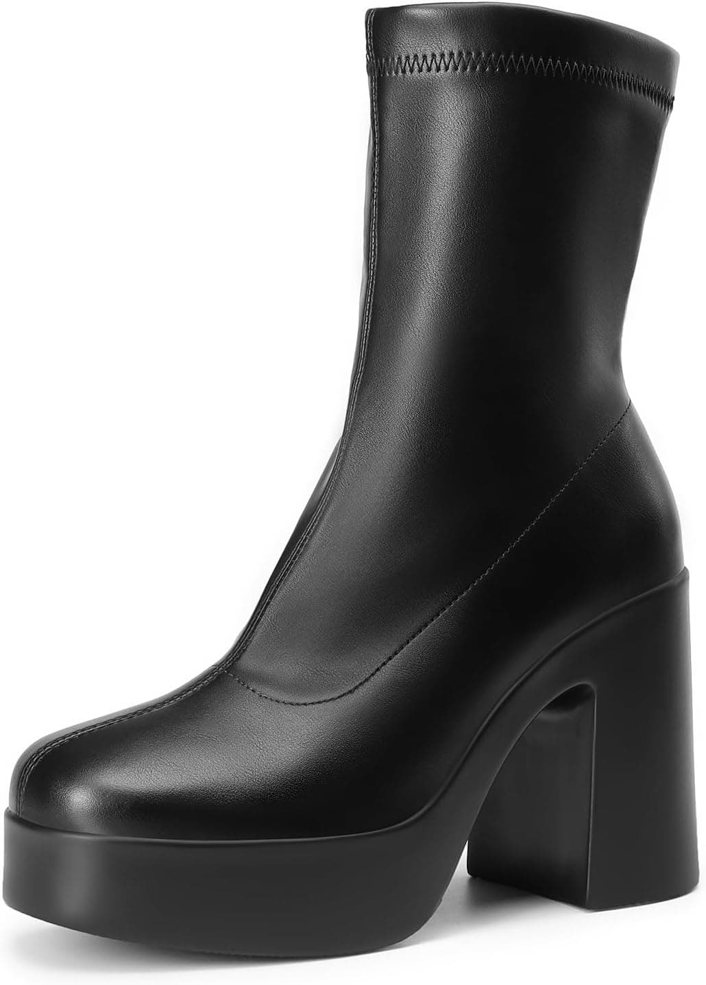 DREAM PAIRS Women's Gogo Ankle Boots Platform Shoes | High Chunky Block Heel, Square Toe, Short Booties, Casual Theme Party, Fashion Dress Shoes