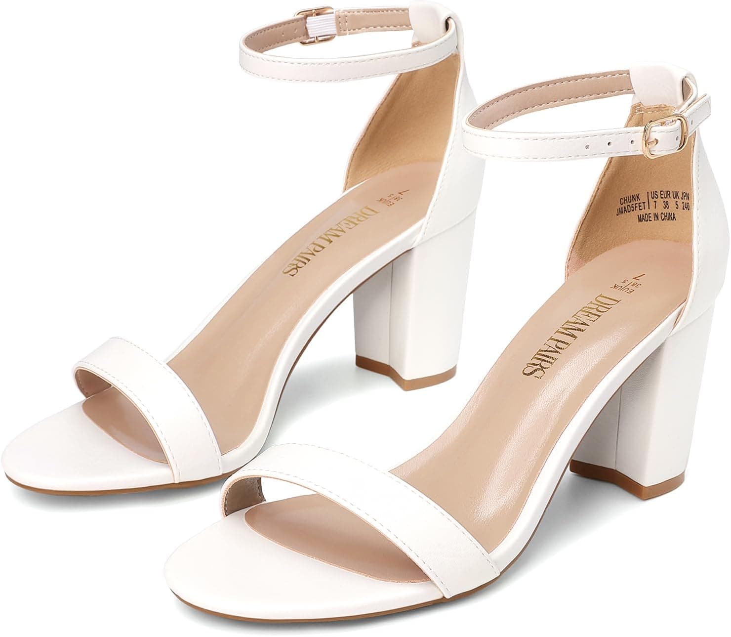 DREAM PAIRS Women's Comfort Block Heel Sandals | Open Toe Adjustable Ankle Strap Chunky Dress 