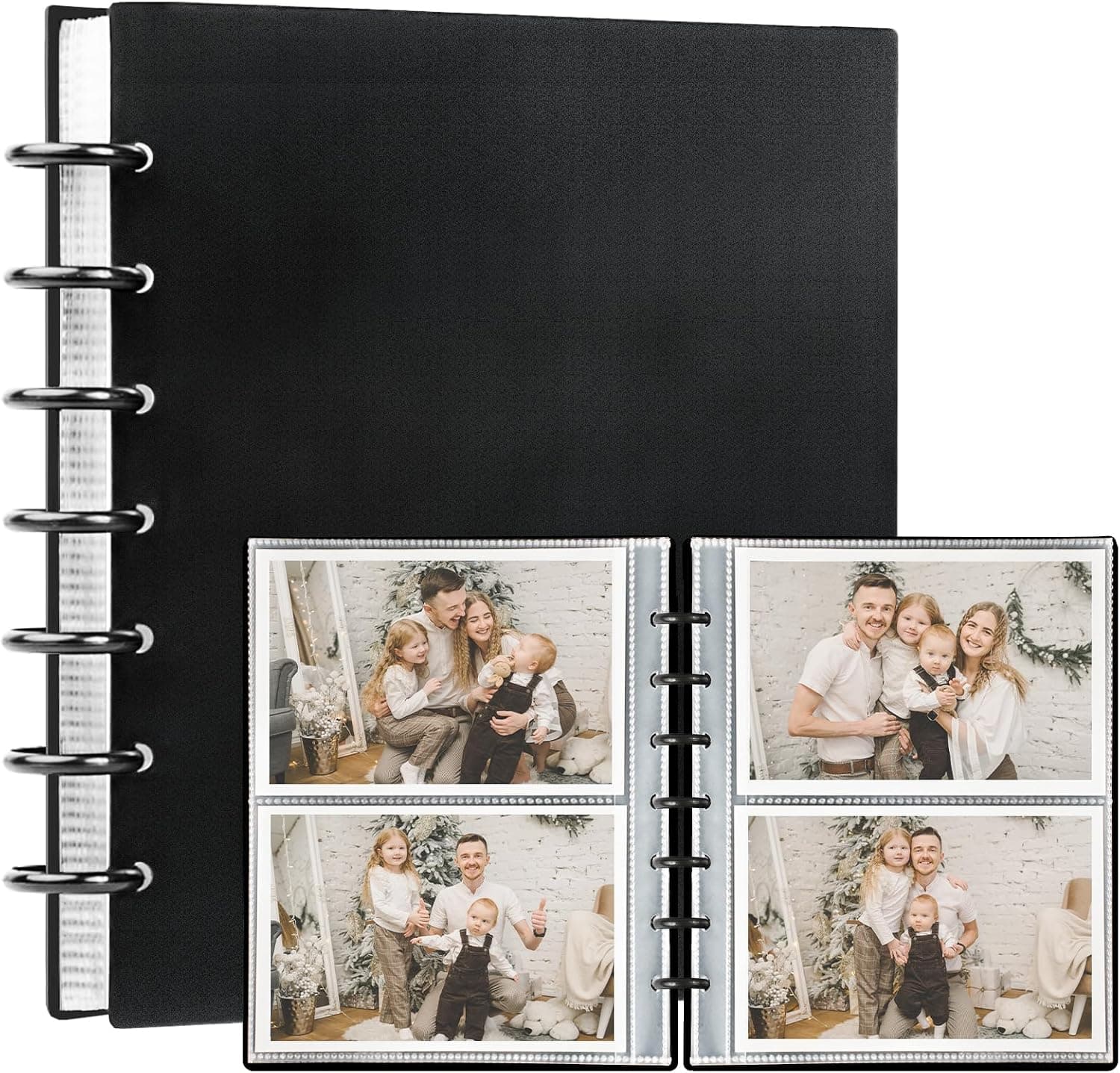 Photo Album 4x6 Picture Holder Book Sleeves Holds 120 Horizontal Photos DIY Picture Albums with 30 Removal Inner Pages for Wedding, Black