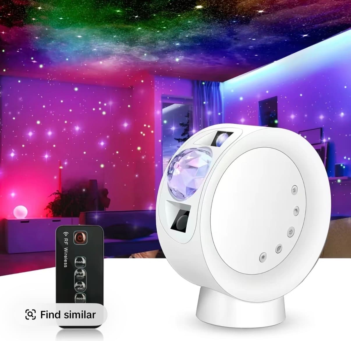 BLACK NOT WHITE LED room projector with laser and lights and noise 