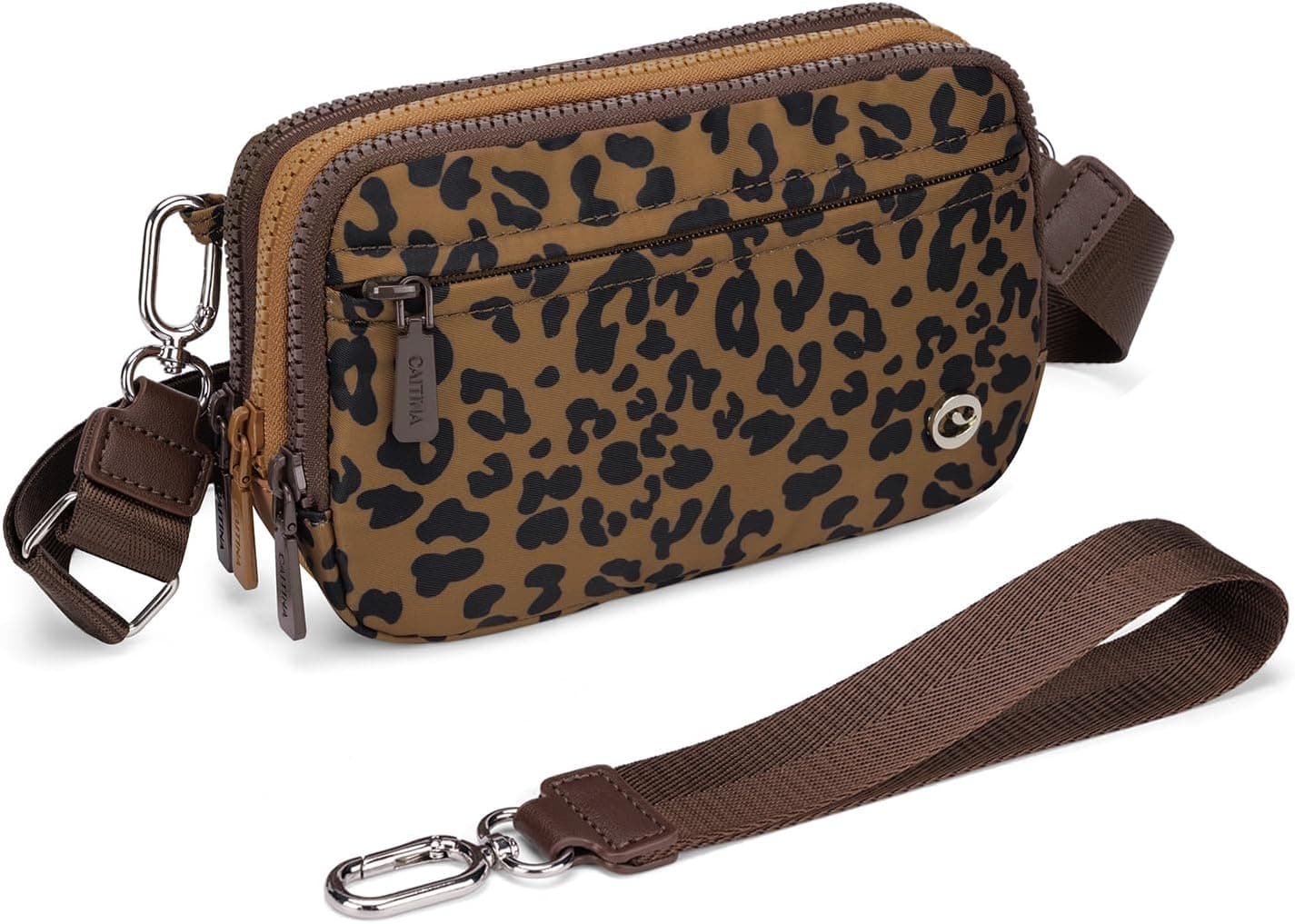 Crossbody Bags for Women Leopard Fanny Packs for Women Nylon Wristlet Wallet Shoulder Handbag Small Chest Bag