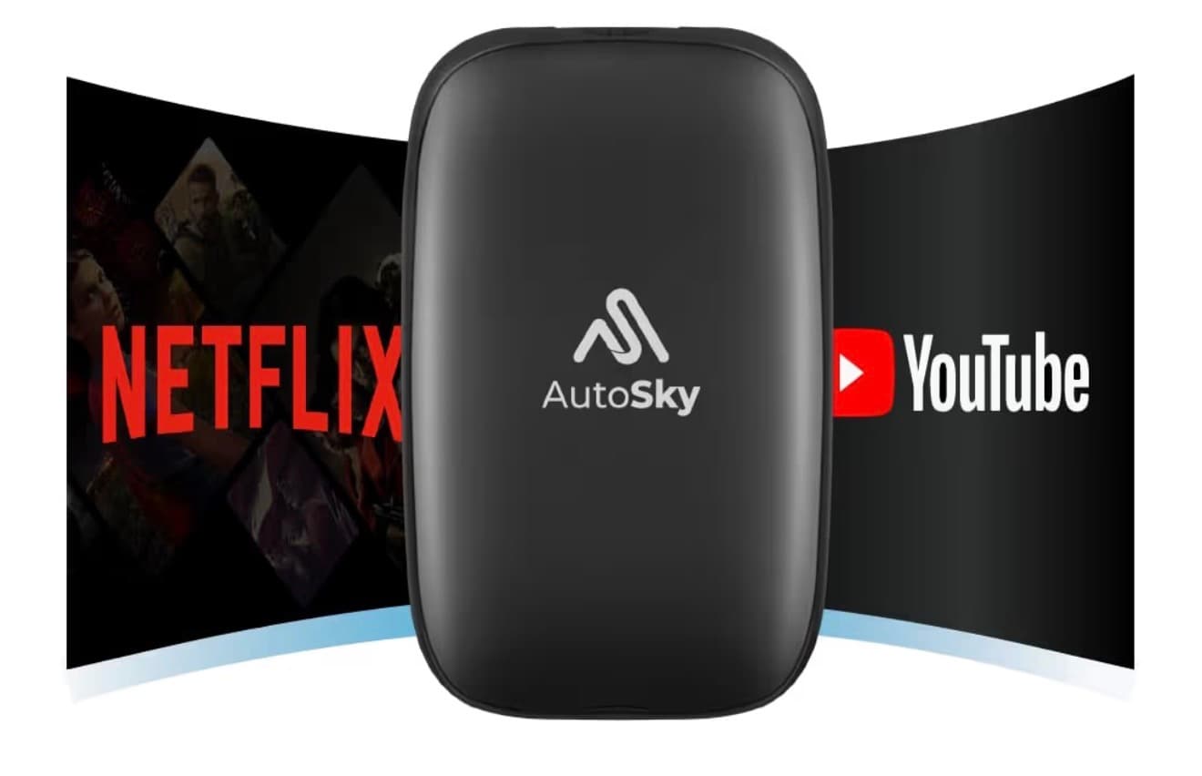AutoSky Wireless CarPlay and Android Auto AI Box Lite for Factory Wired CarPlay Cars - Supports Netflix and YouTube - Go Wireless with All The functionalities of Wired CarPlay and Android Auto