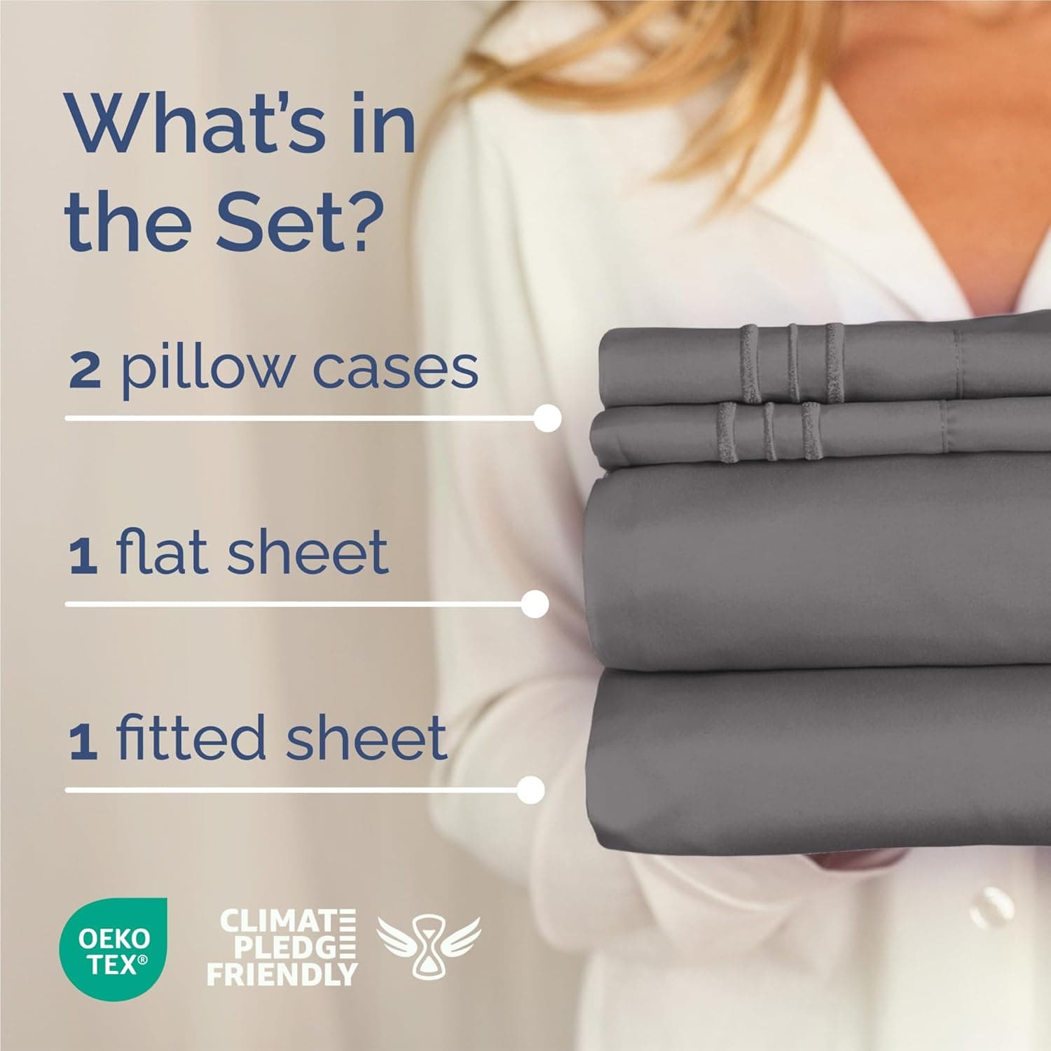 King Size 4 Piece Sheet Set - Comfy Breathable & Cooling Sheets - Dark Grey | Hotel Luxury Bed Sheets for Women & Men, Deep Pockets, Easy-Fit, Extra Soft and Wrinkle Free Sheets, Oeko-Tex Bed Sheet Set