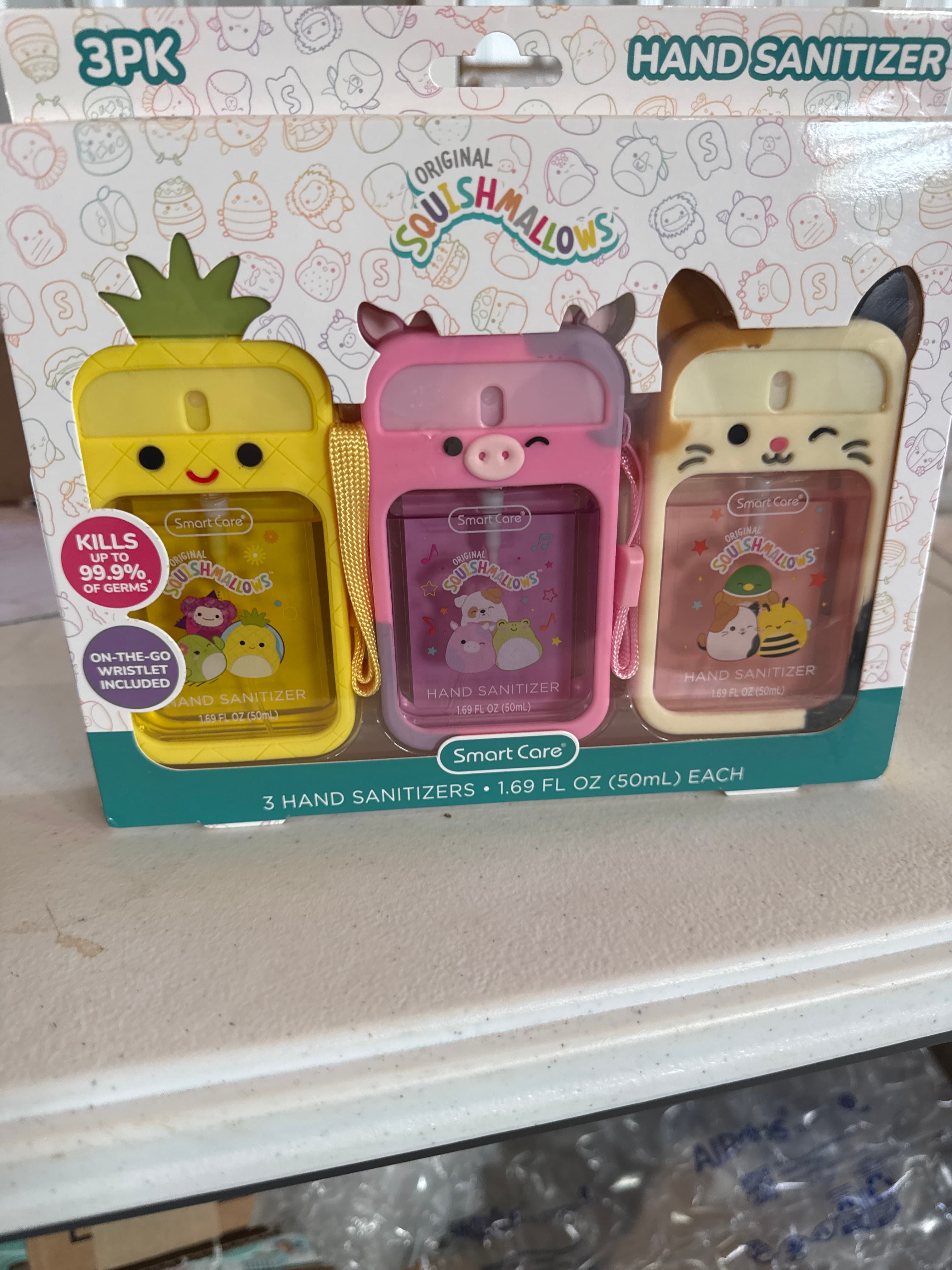 Squishmallows 3 wristlet hand sanitizers 