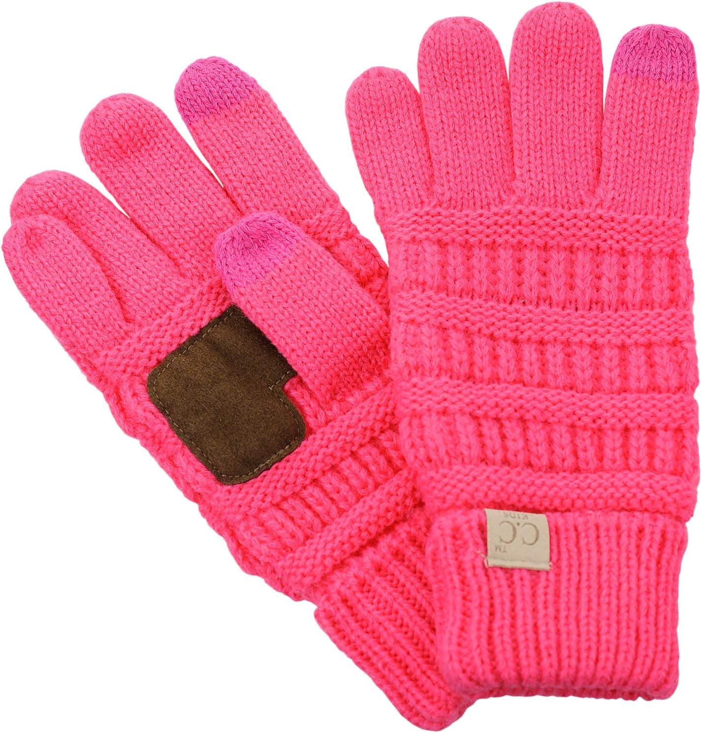 C.C. Kids' Children's Cable Knit Warm Anti-Slip Touchscreen Texting Gloves