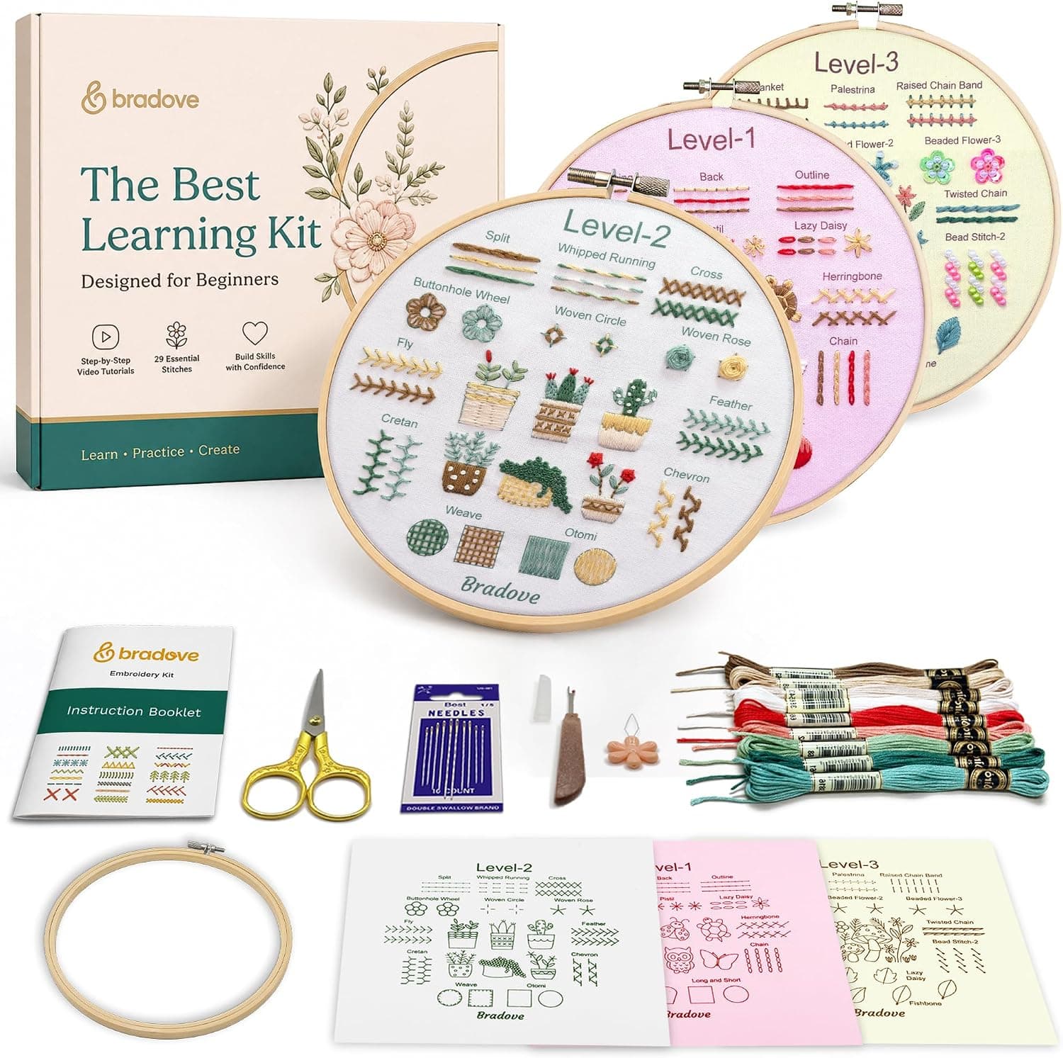 Bradove Beginner Embroidery Kit for Adults and Kids