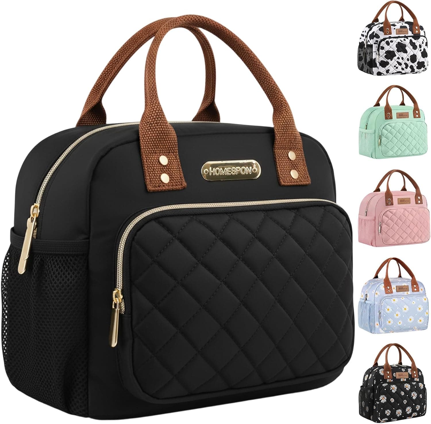 HOMESPON Insulated Lunch Bag Water Resistant Tote with Pockets