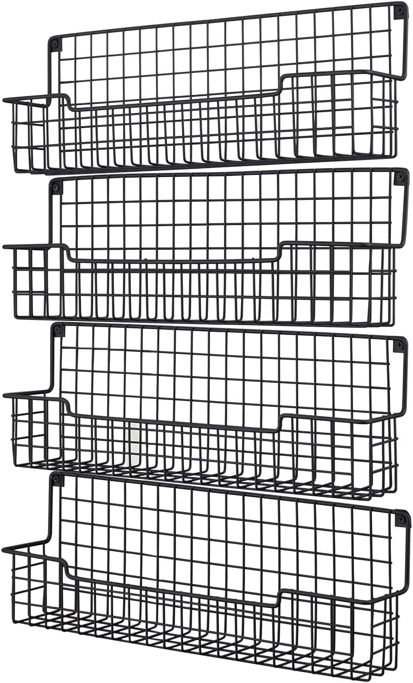 Spice Rack Wall Mount, Spice Organizer for Cabinet & Pantry Door, Set of 4 Hanging Spice Rack Saving Space for Kitchen, Blue