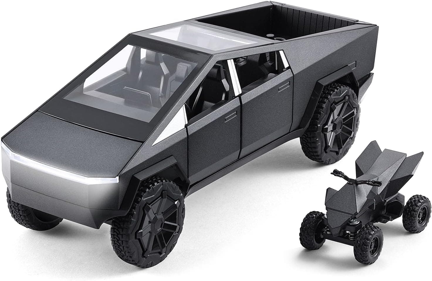 1:32 Scale Toy Trucks Die-Cast Metal Body,Pull Back Car with Opening Doors with Metal Motorcycle,Boy Truck Toy for Age 3+