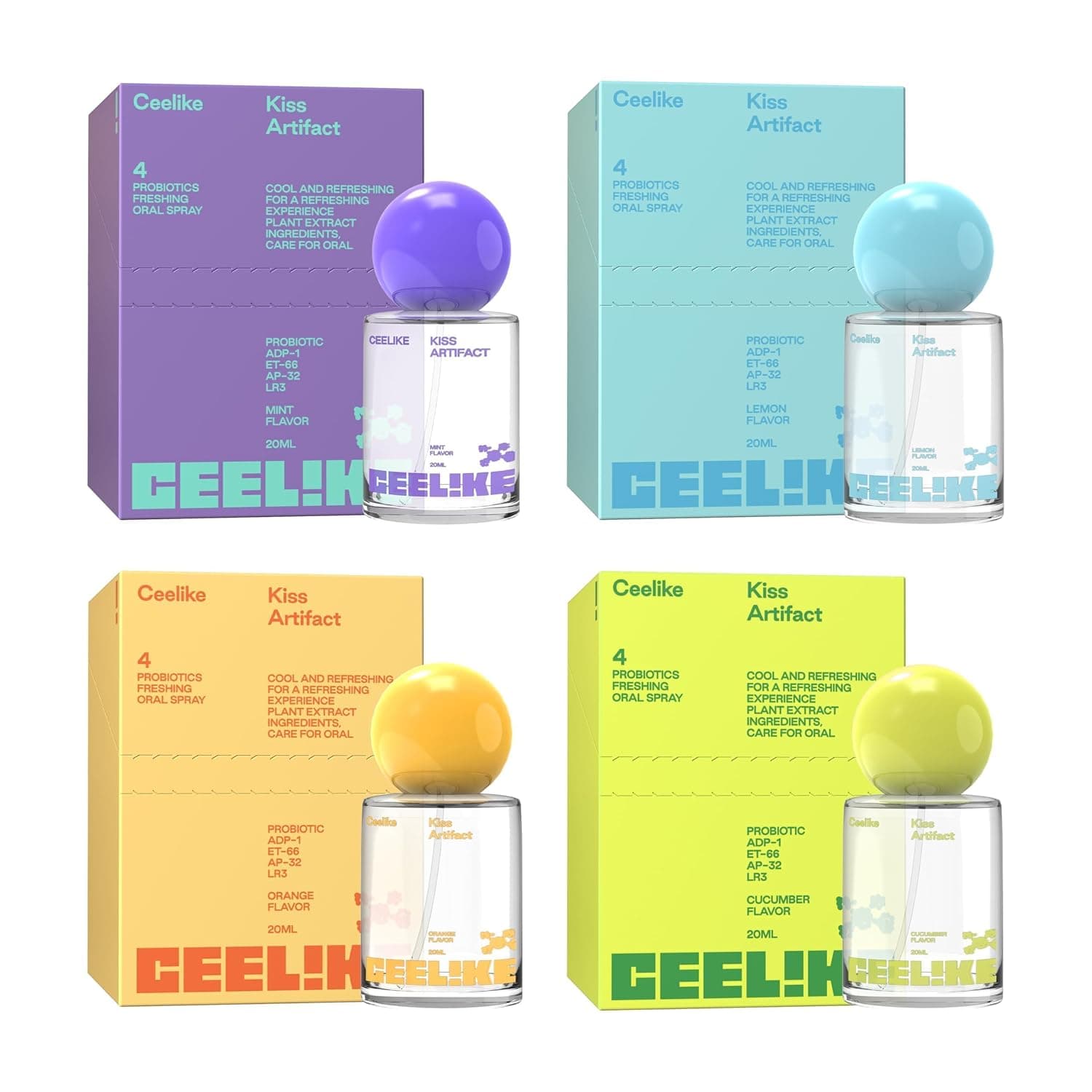 Oral Spray 4-Pack – Daily Mouth Freshener, 4 Refreshing Flavors, 20ml Portable Mini Spray Bottles for Long-Lasting Fresh Breath