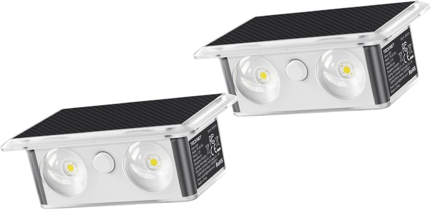 Solar Fence Lights 2 Pack, 8 Modes RGB Color Changing, Up Down Lights & 200°Wide Lighting, IP66 Waterproof Dual-Lens LED Decorative Lights for Wall/Garden/Fence/Patio/Backyard
