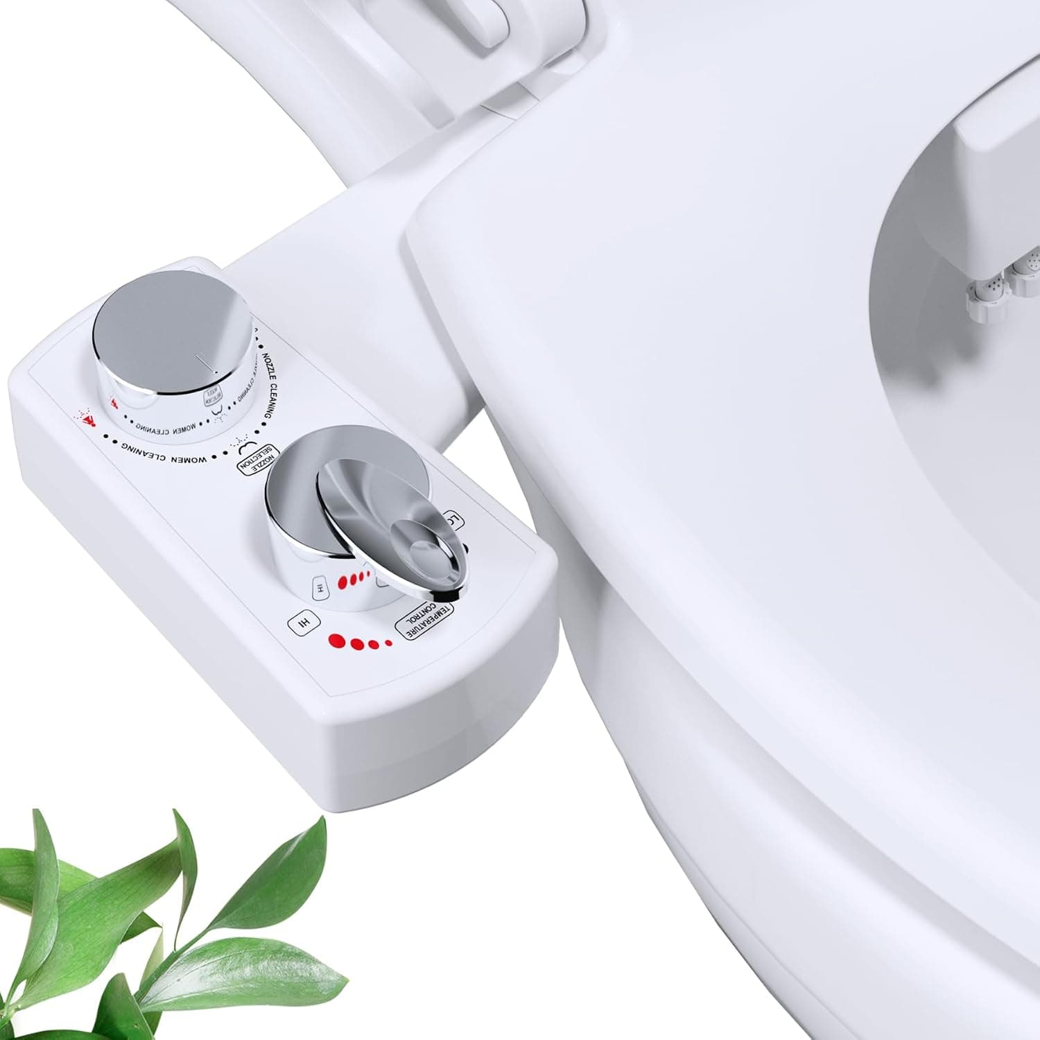 Hibbent Bidet Attachment, Hot and Cold Water Spray, White