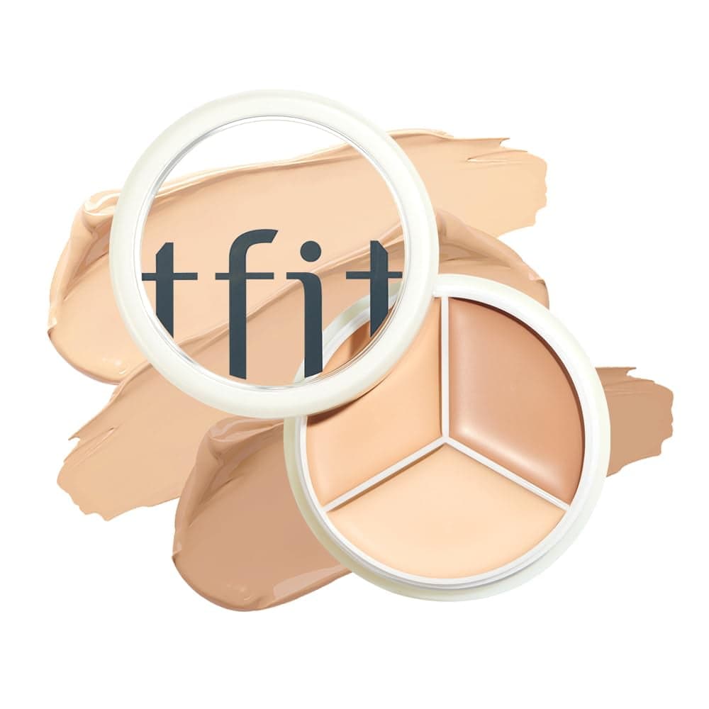 Tfit Cover Up Pro Concealer Palette - 3-In-1 Full Coverage Color Correcting Cream (Hydrating 01 Neutral 0.52 Oz) For Dark Circles Spots Puffiness - Hi