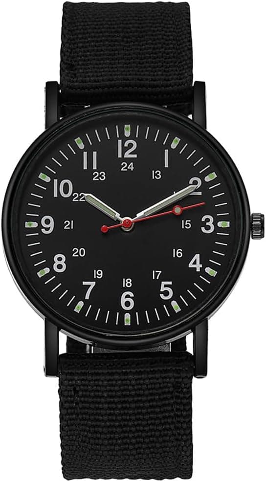 Mens Watches, Luminous Sport Nylon Band Military Army Watch Analogue Quartz Wrist Watches for Men