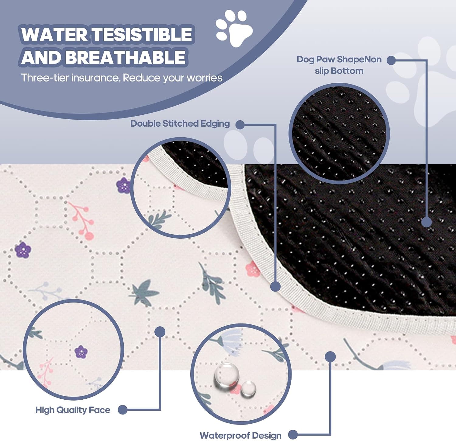 2'Pcs Washable Pee Pads, Reusable Puppy Pet Training Pads, Waterproof Dog Crate, Whelping Pad, Non-Slip Protects Against Urine Leakage Pinkishwhite Extra Large