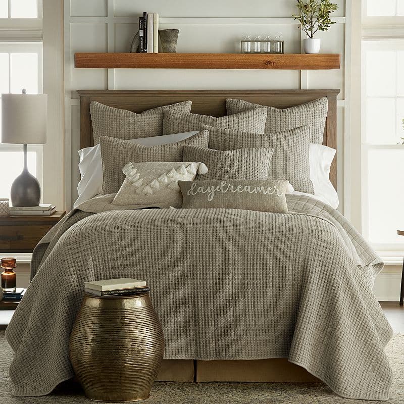 Levtex Home - Mills Waffle - Euro Sham (Set of Two) - Taupe - Sham Size (26 x 26in.)