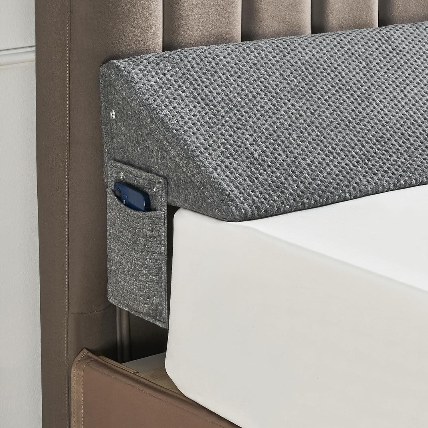 Queen Bed Wedge Pillow(60"x6"x10"), Mattress Gap Filler 0-8", Grey