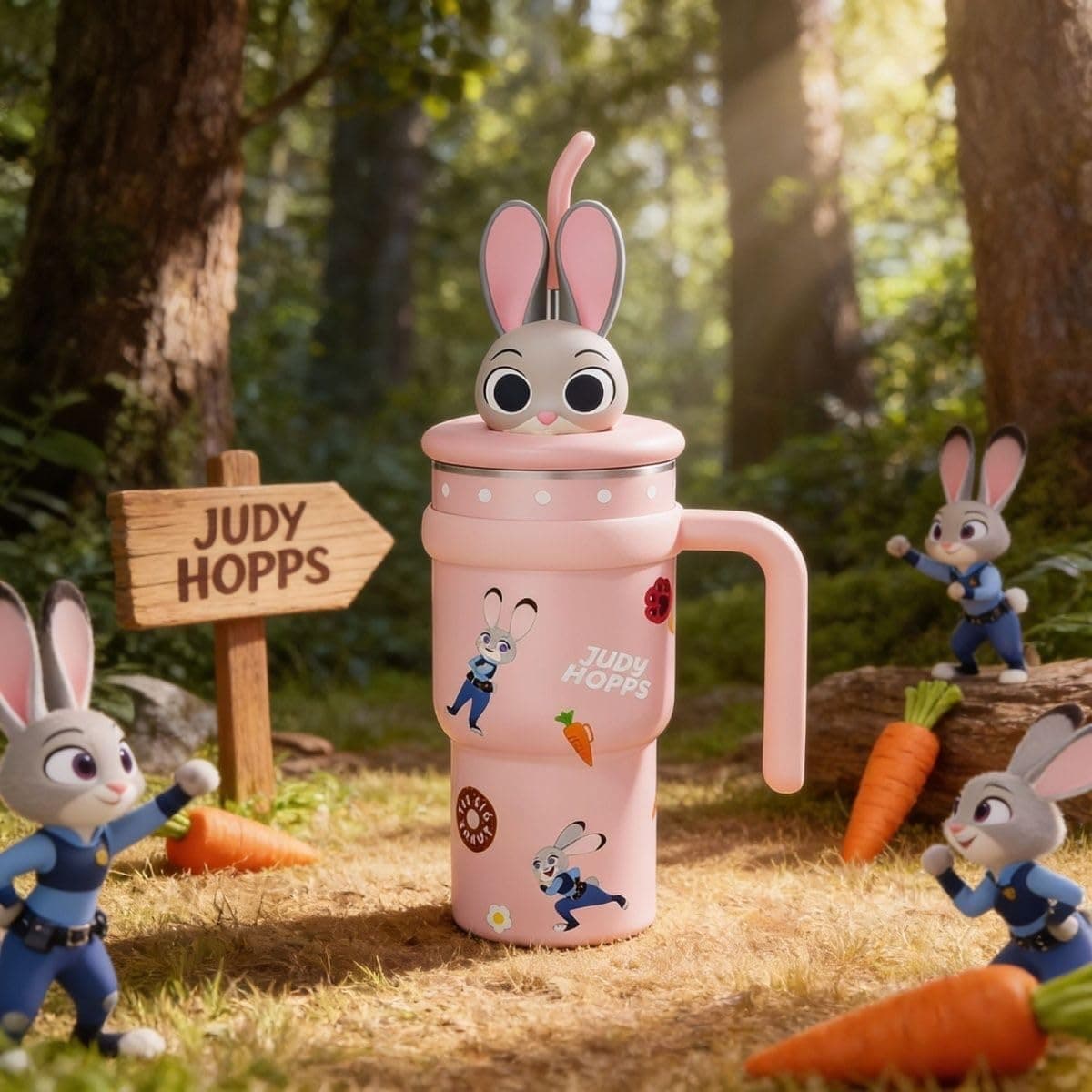 Disney Judy Large Capacity Insulated Tumbler, Keeps Drinks Cold.Ideal for Daily Use, Office, Business Trips, Car, Travel Perfect Birthday & Holiday Gift.