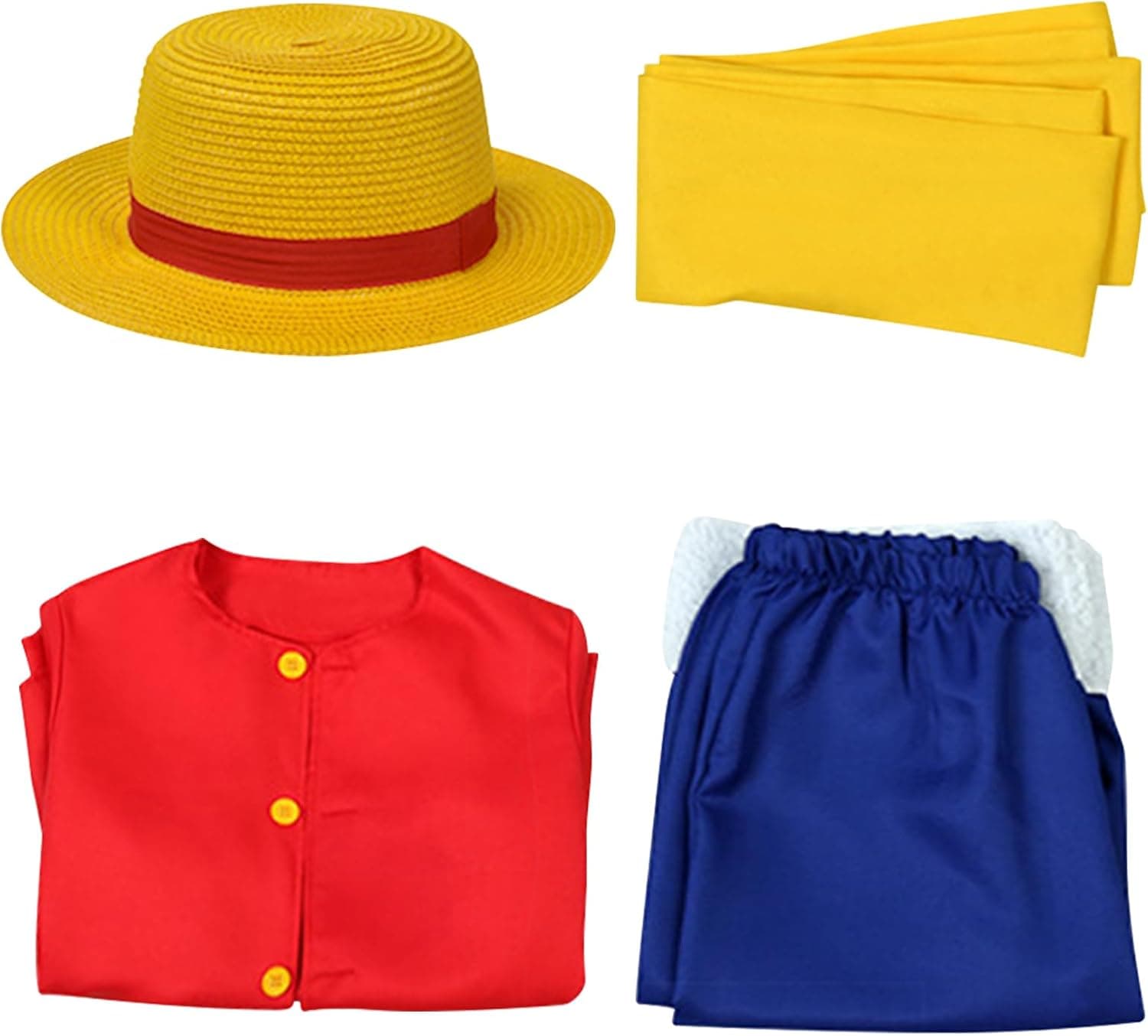 Anime Costume Men Suit,Anime Pirate Robe with Straw Hat,Halloween Costumes for Men
