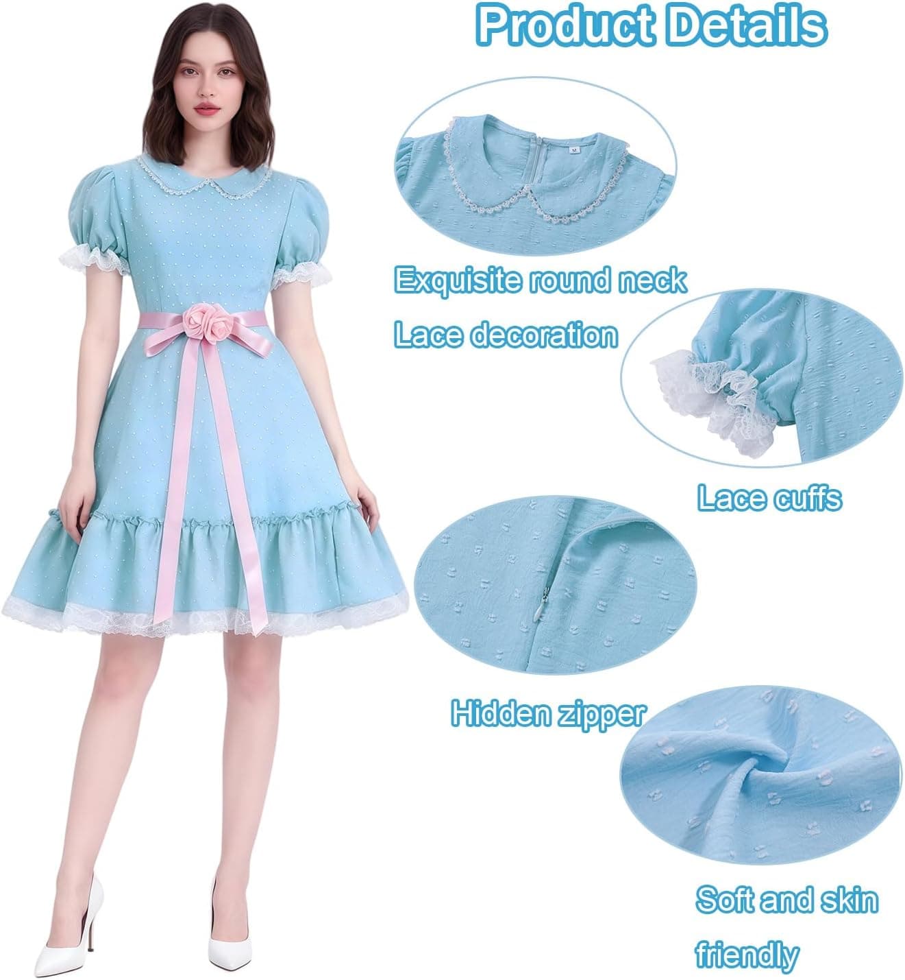 Adult Grady Creepy Twins Costume for Women Dress with Wig Socks