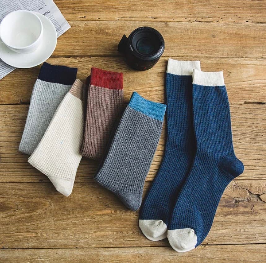 Fall 100% cotton men’s waffle sock 6 pairs 