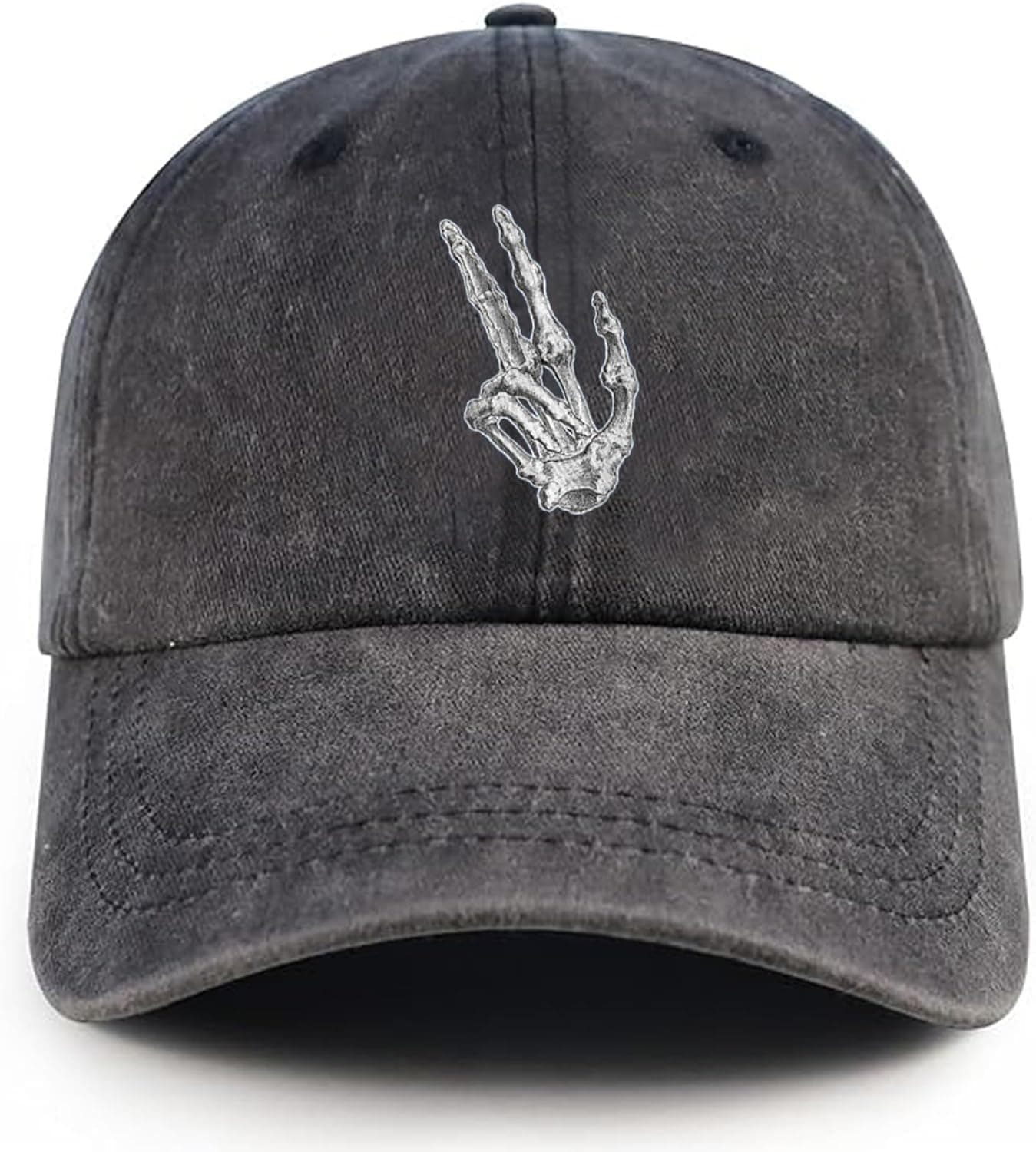 Halloween Hat Skeleton Hands Baseball Cap Funny Adjustable Cotton Washed Denim Hats