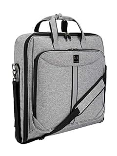ZEGUR Suit Carry On Garment Bag for Travel and Business Trips - Fancy Design - with Shoulder Strap and Organization Pockets (Luxury Gray) (B07SH1RQ22)