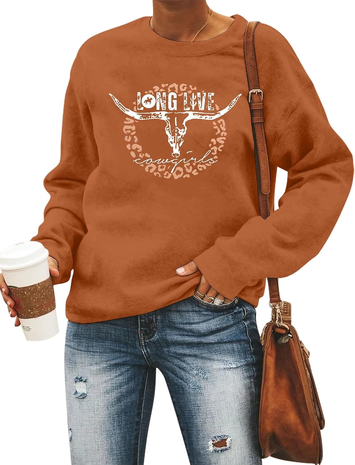 FASHGL Western Sweatshirts for Women Rodeo Cowgirl Sweatshirt Vintage Cowboy Graphic Shirts Country Concert Long Sleeve sweatshirt 