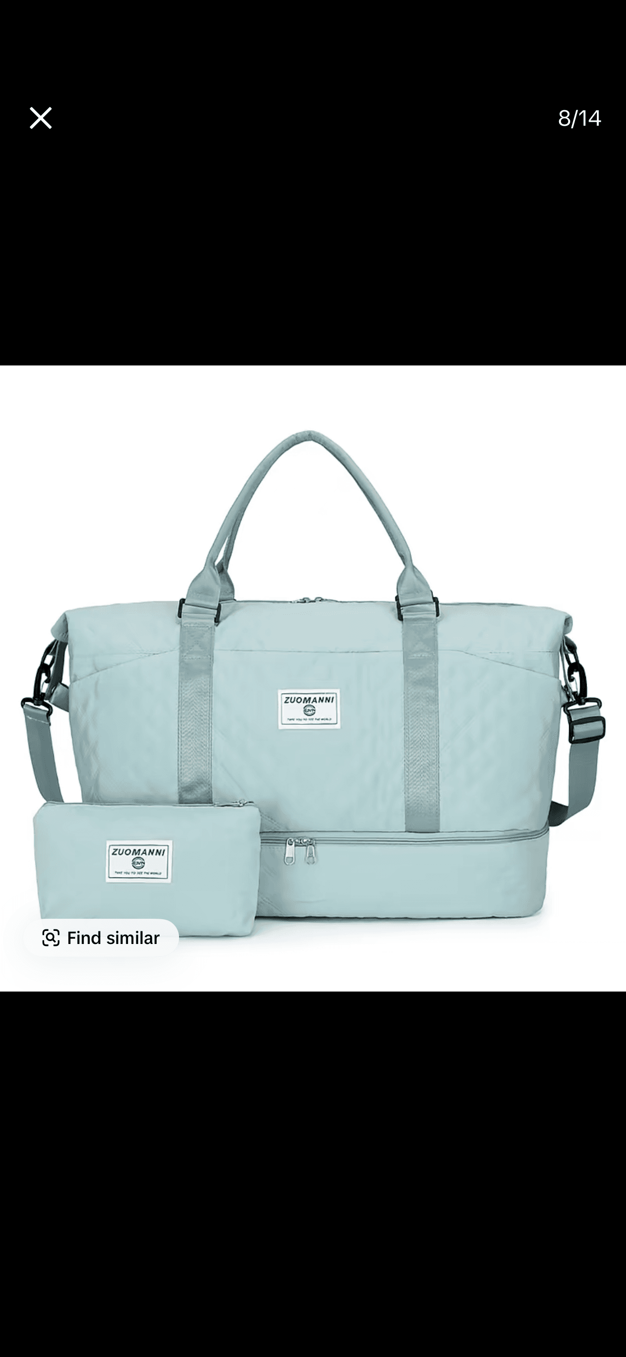 Quilted traveling bag with an accessory bag