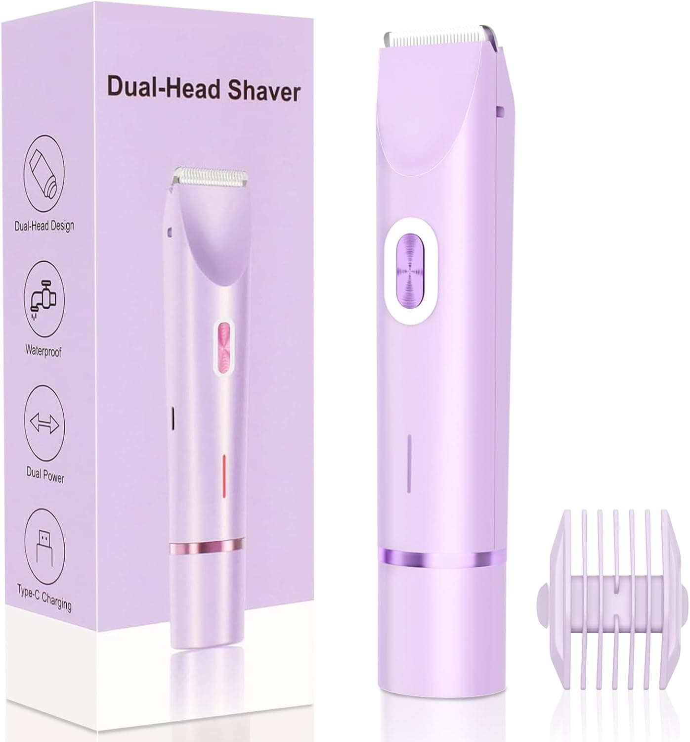 Mpotmiy 2-in-1 Electric Shaver for Women, Dual-Head Bikini Trimmer, Gift