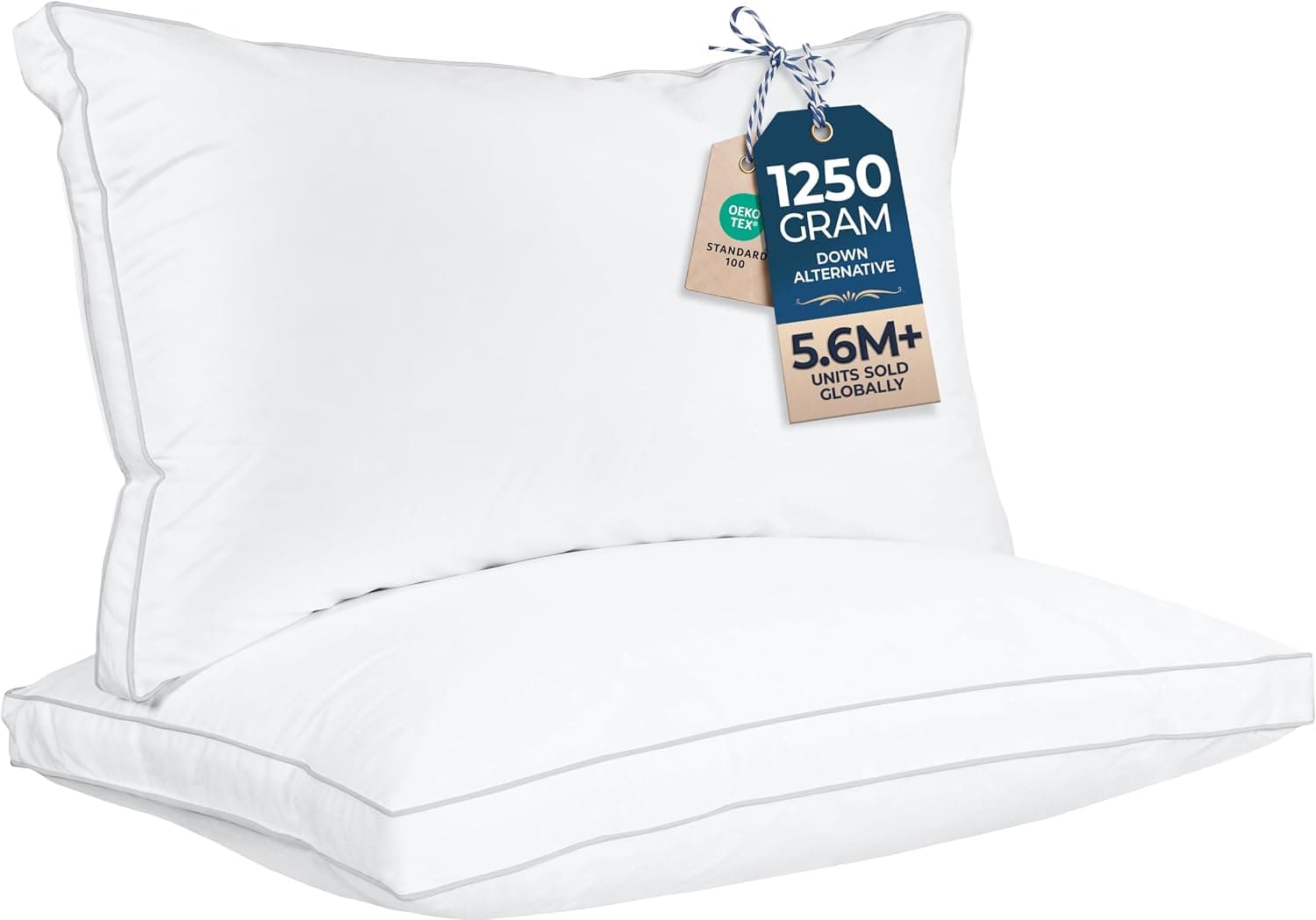 Ufist Bedding Gusset Bed Pillow, Hotel Pillows King Size Set of 2, White